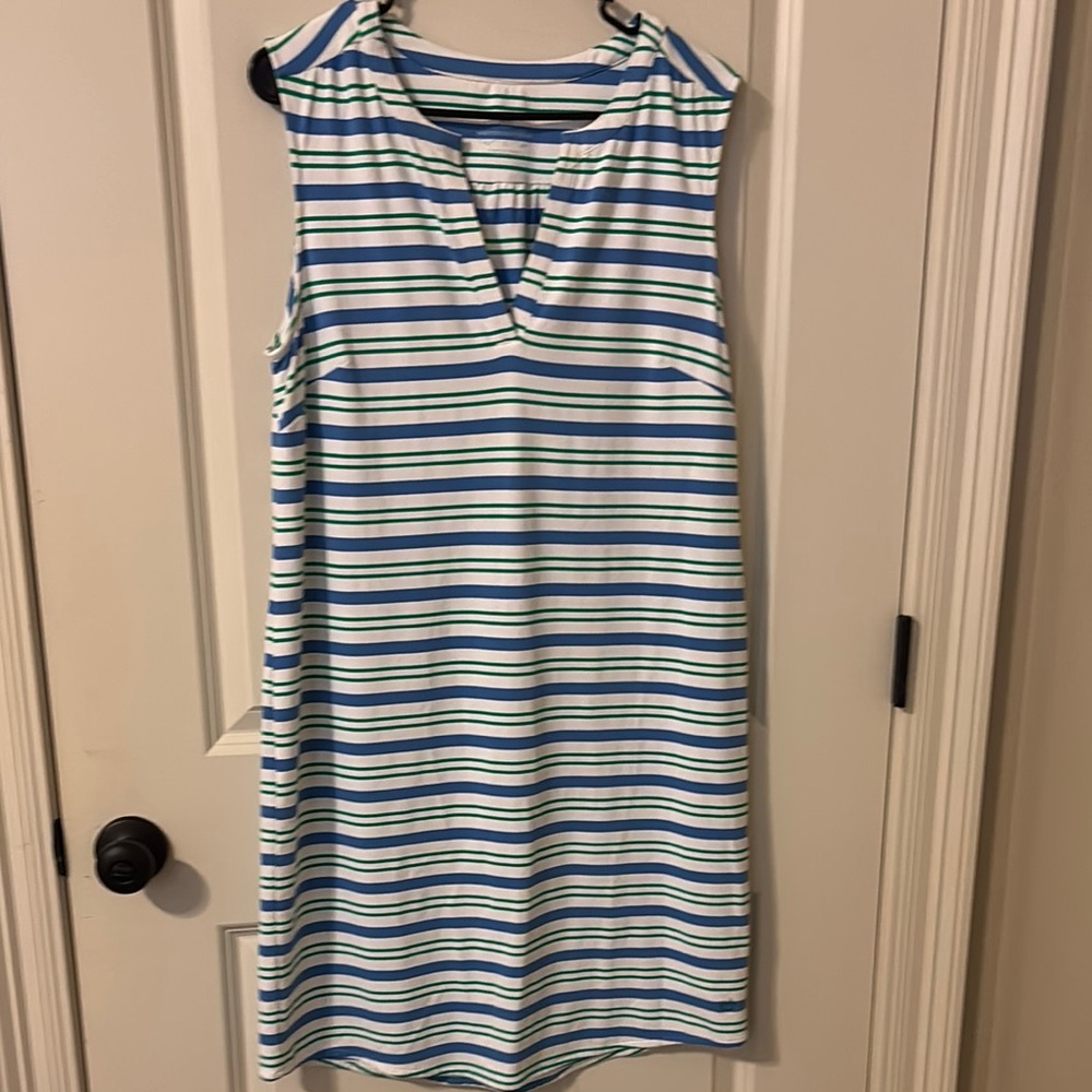 Southern Tide Green and Blue Striped Dress